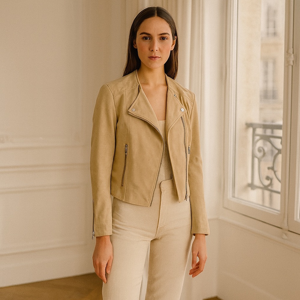 H&M Suede Moto Jacket Size 4